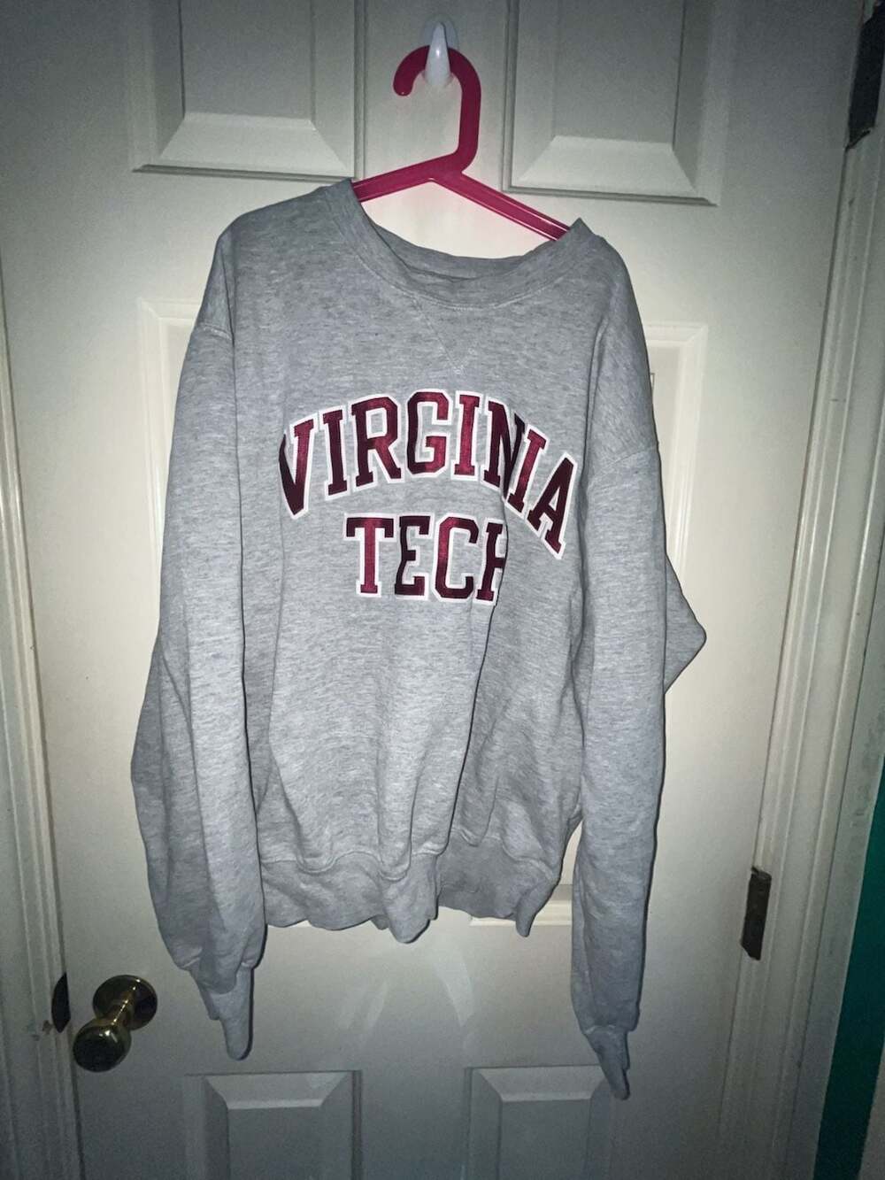 Gear For Sports Big Cotton Virginia Tech Hokies Gray Crewneck Sweatshirt